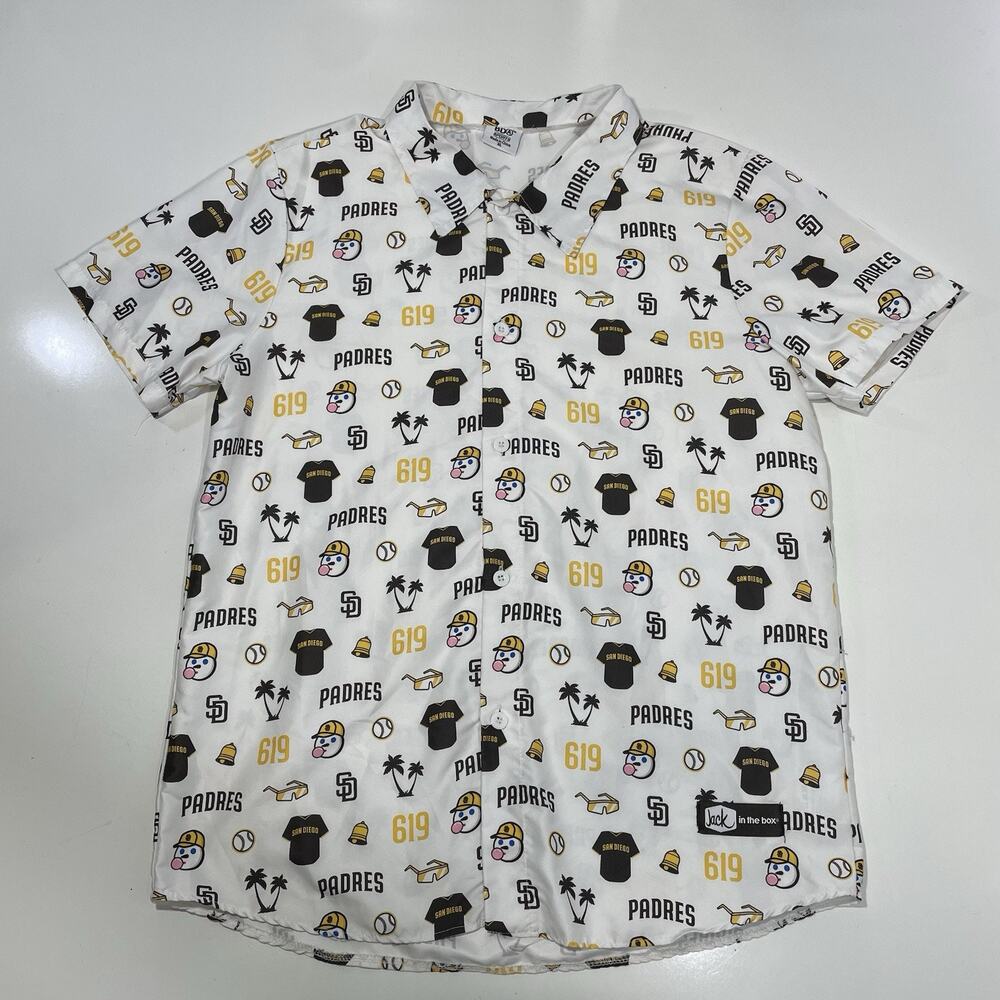 San Diego Padres Shirt Button Jack in the Box Hawaiian MLB Giveaway Shirt BDA XL
